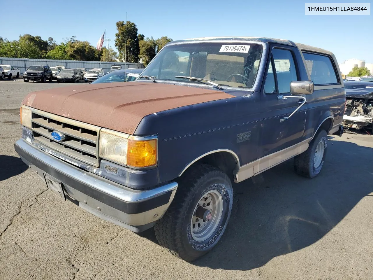 1990 Ford Bronco U100 VIN: 1FMEU15H1LLA84844 Lot: 70136474