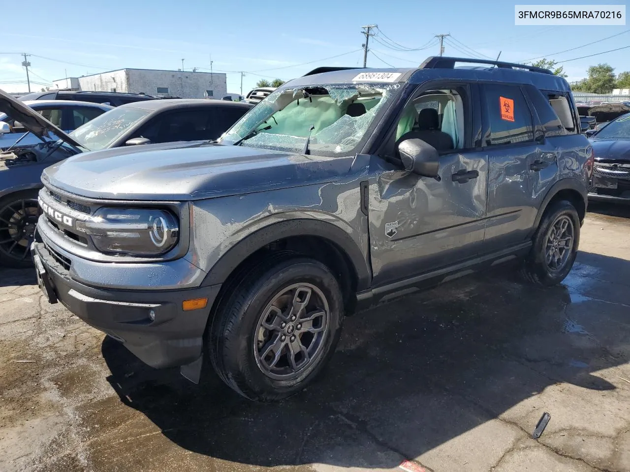 2021 Ford Bronco Sport Big Bend VIN: 3FMCR9B65MRA70216 Lot: 68981304