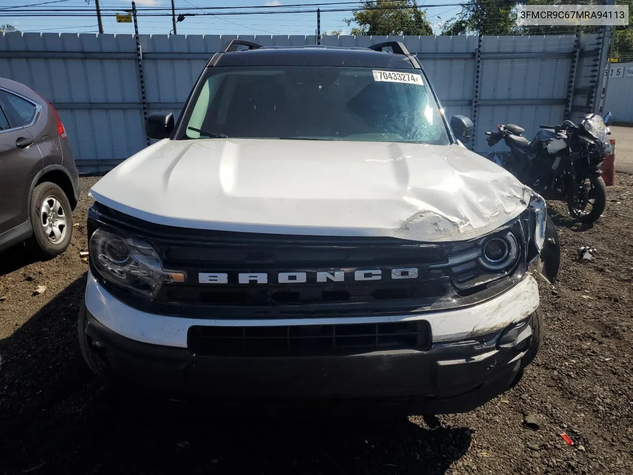 2021 Ford Bronco Sport Outer Banks VIN: 3FMCR9C67MRA94113 Lot: 70433274