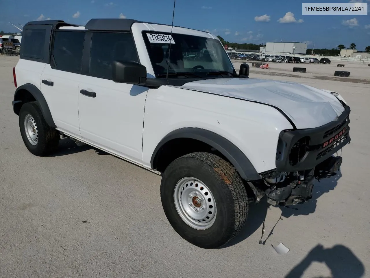 2021 Ford Bronco Base VIN: 1FMEE5BP8MLA72241 Lot: 71833214