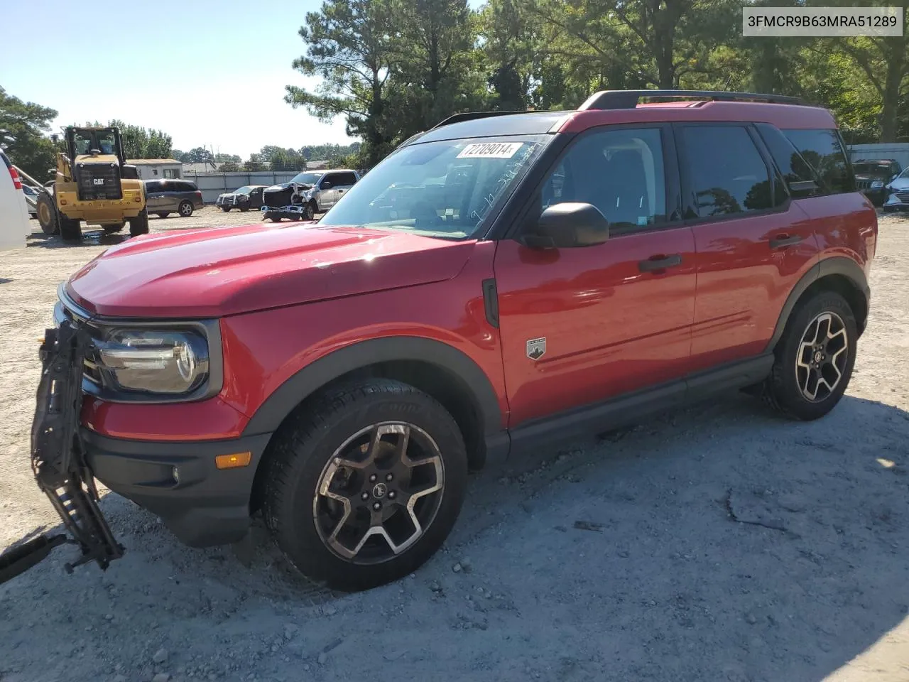 2021 Ford Bronco Sport Big Bend VIN: 3FMCR9B63MRA51289 Lot: 72709014