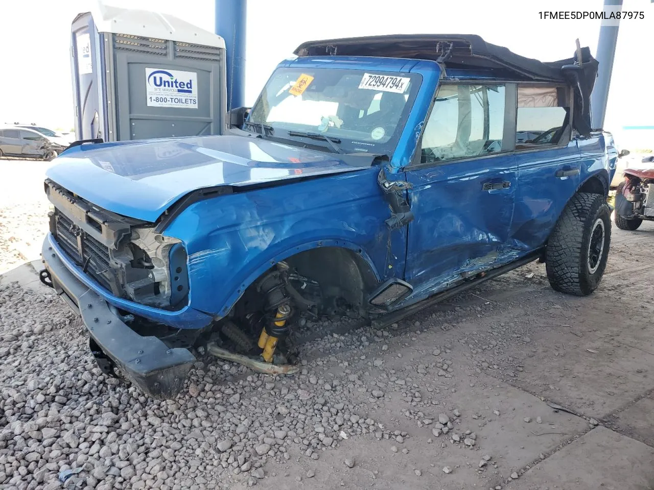 2021 Ford Bronco Base VIN: 1FMEE5DP0MLA87975 Lot: 72994794