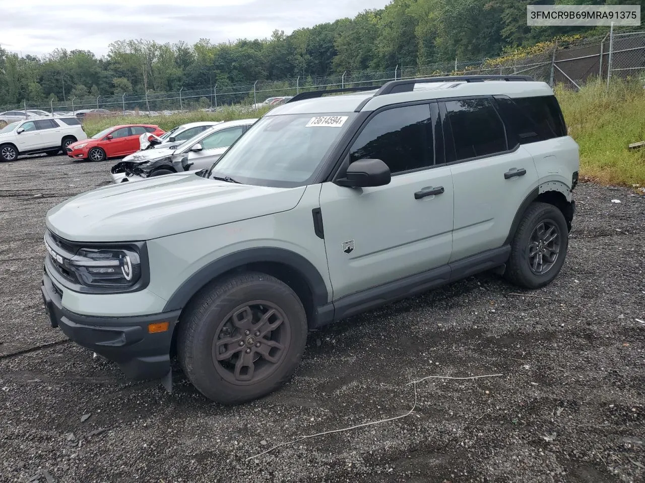 2021 Ford Bronco Sport Big Bend VIN: 3FMCR9B69MRA91375 Lot: 73614594