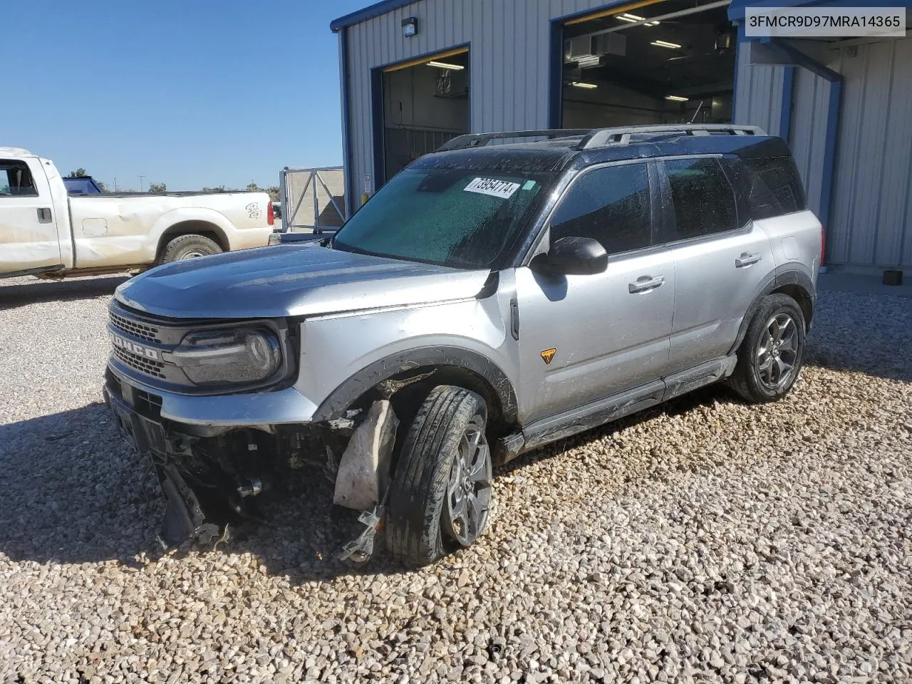 2021 Ford Bronco Sport Badlands VIN: 3FMCR9D97MRA14365 Lot: 73954774