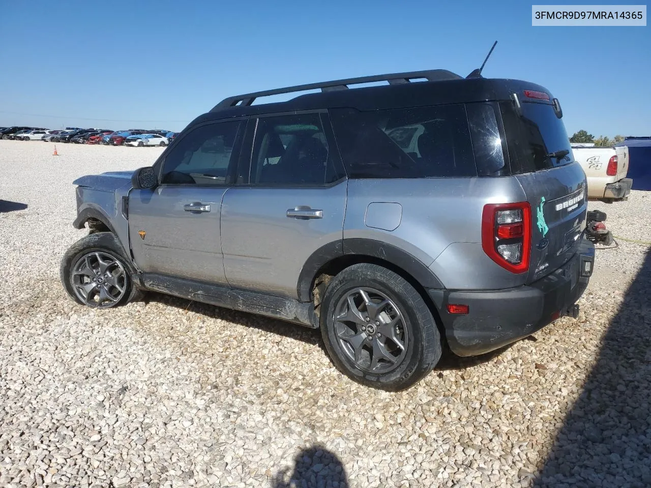 2021 Ford Bronco Sport Badlands VIN: 3FMCR9D97MRA14365 Lot: 73954774