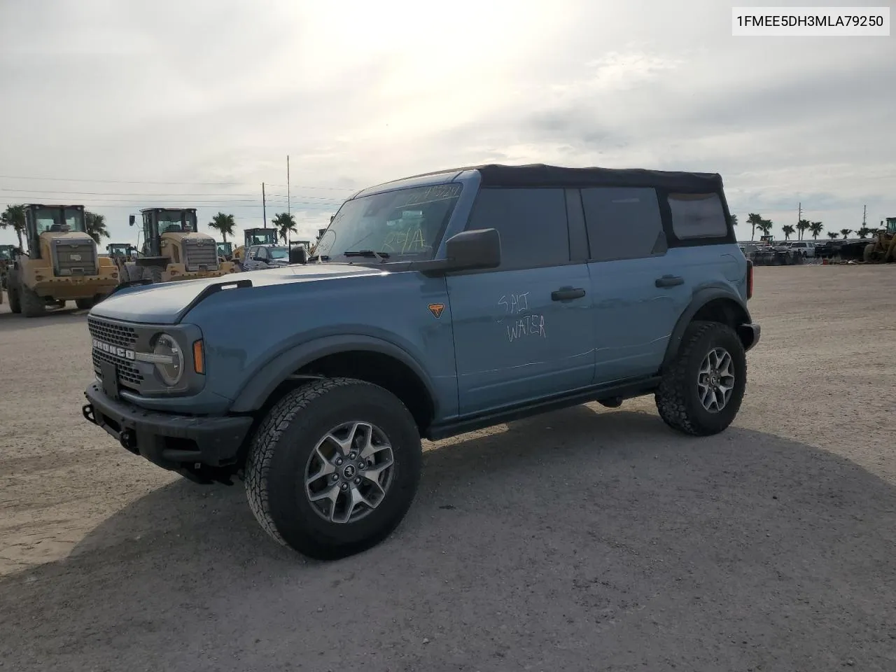 2021 Ford Bronco Base VIN: 1FMEE5DH3MLA79250 Lot: 74993724