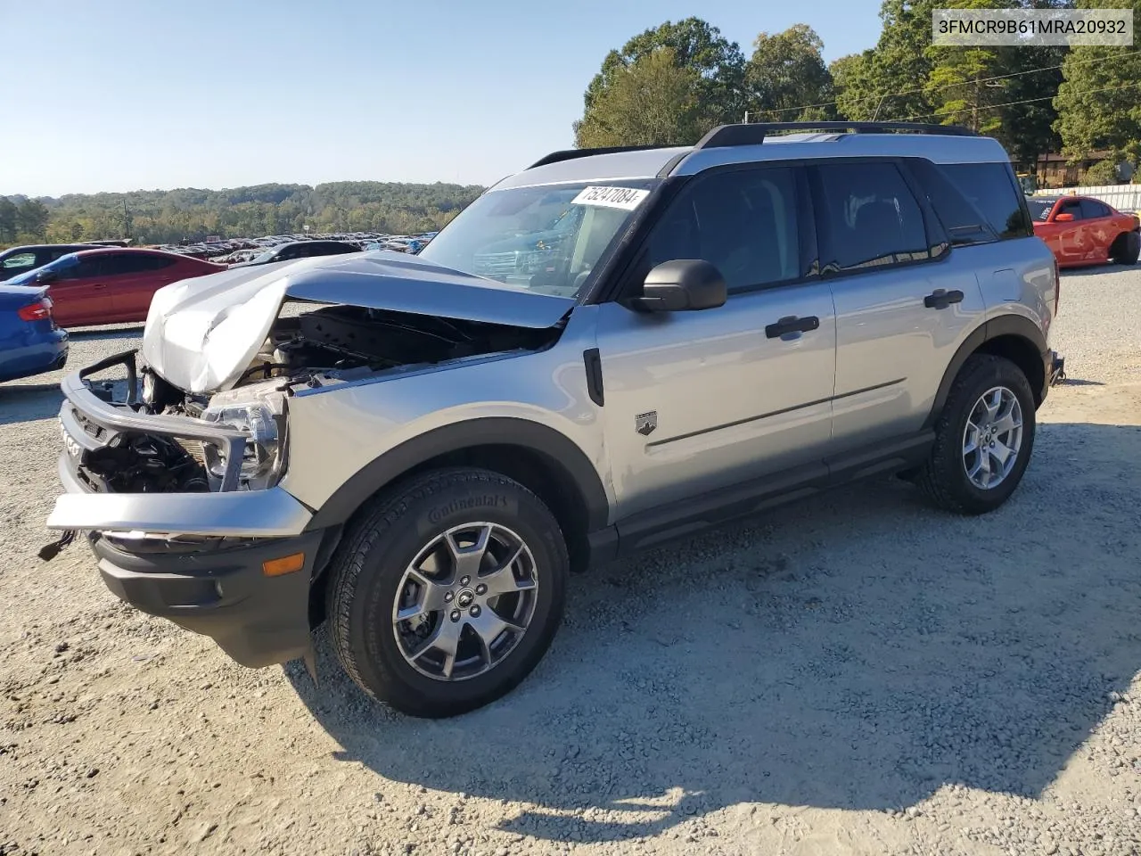 2021 Ford Bronco Sport Big Bend VIN: 3FMCR9B61MRA20932 Lot: 75247084