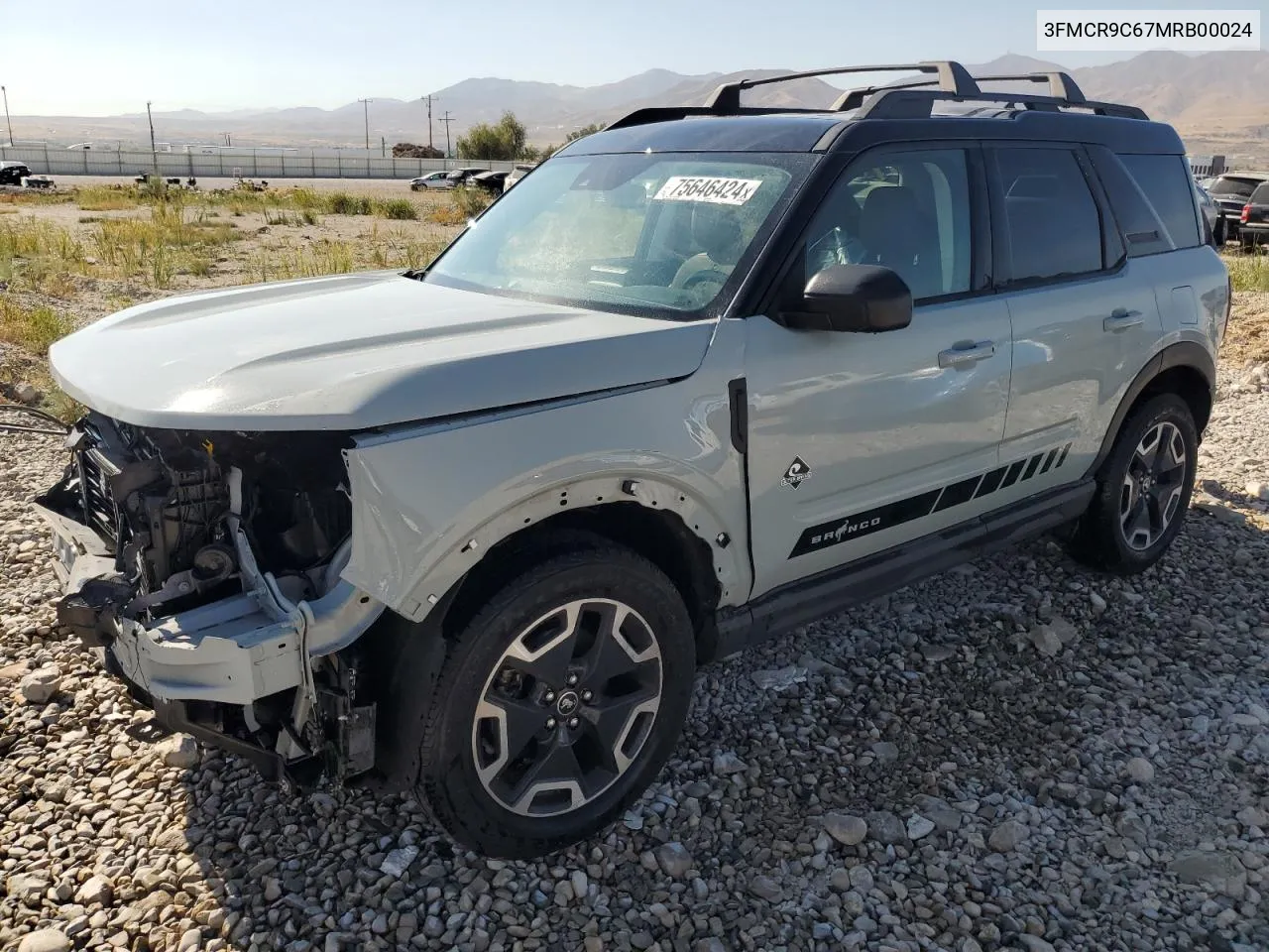 2021 Ford Bronco Sport Outer Banks VIN: 3FMCR9C67MRB00024 Lot: 75646424