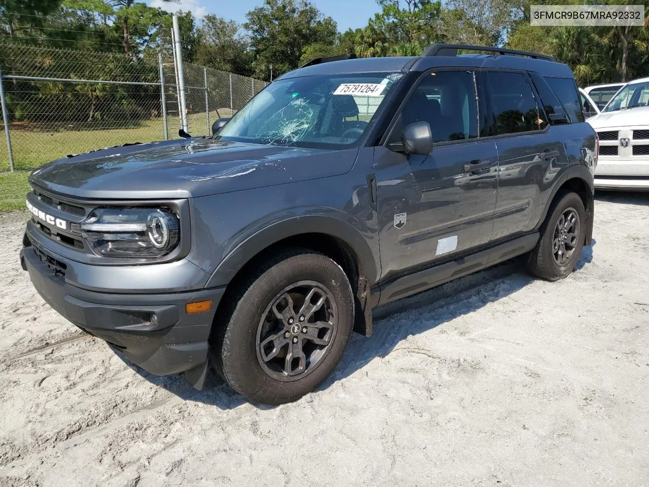 2021 Ford Bronco Sport Big Bend VIN: 3FMCR9B67MRA92332 Lot: 75791264