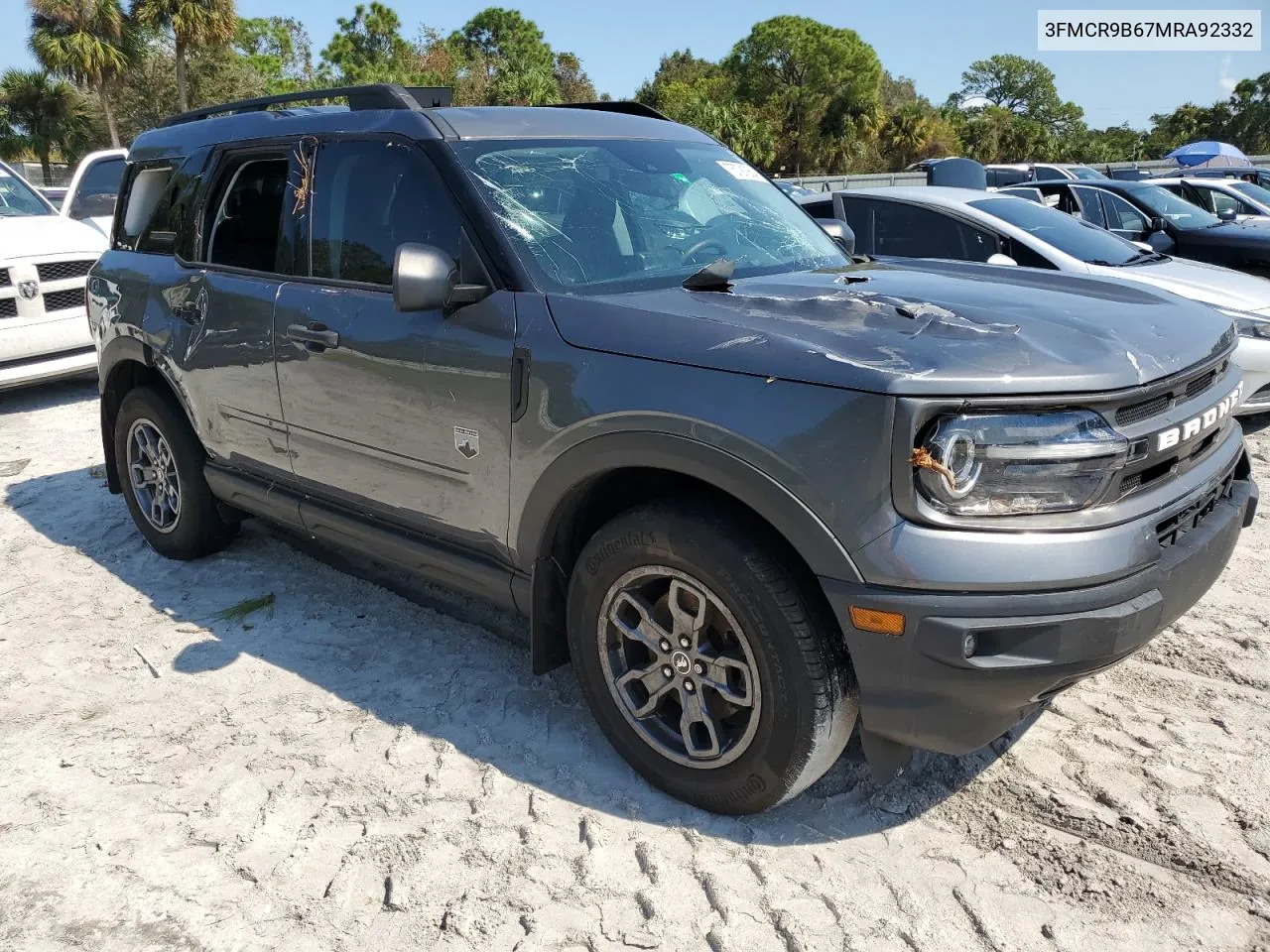 2021 Ford Bronco Sport Big Bend VIN: 3FMCR9B67MRA92332 Lot: 75791264