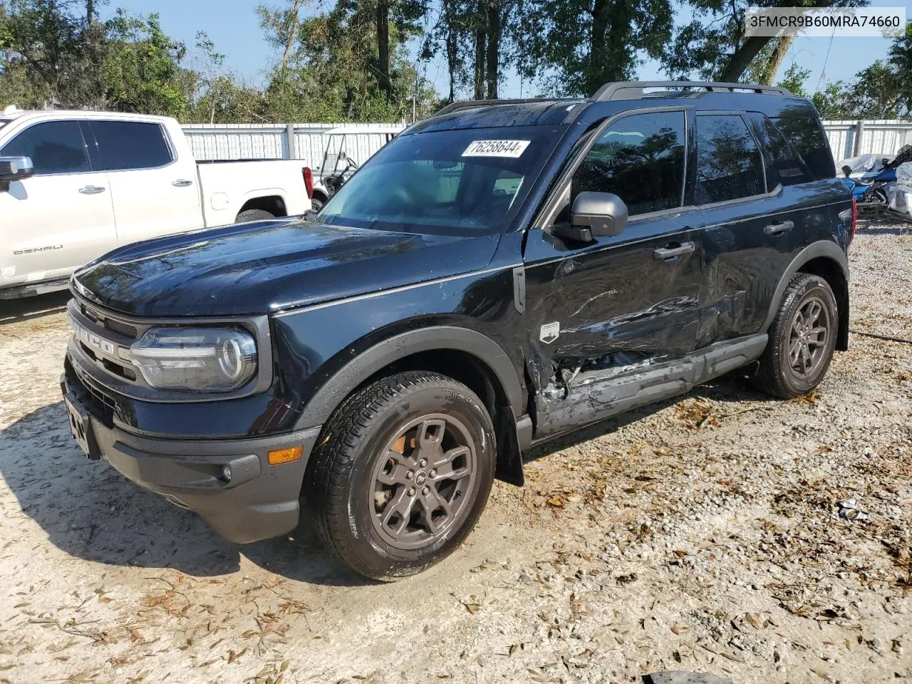 2021 Ford Bronco Sport Big Bend VIN: 3FMCR9B60MRA74660 Lot: 76258644