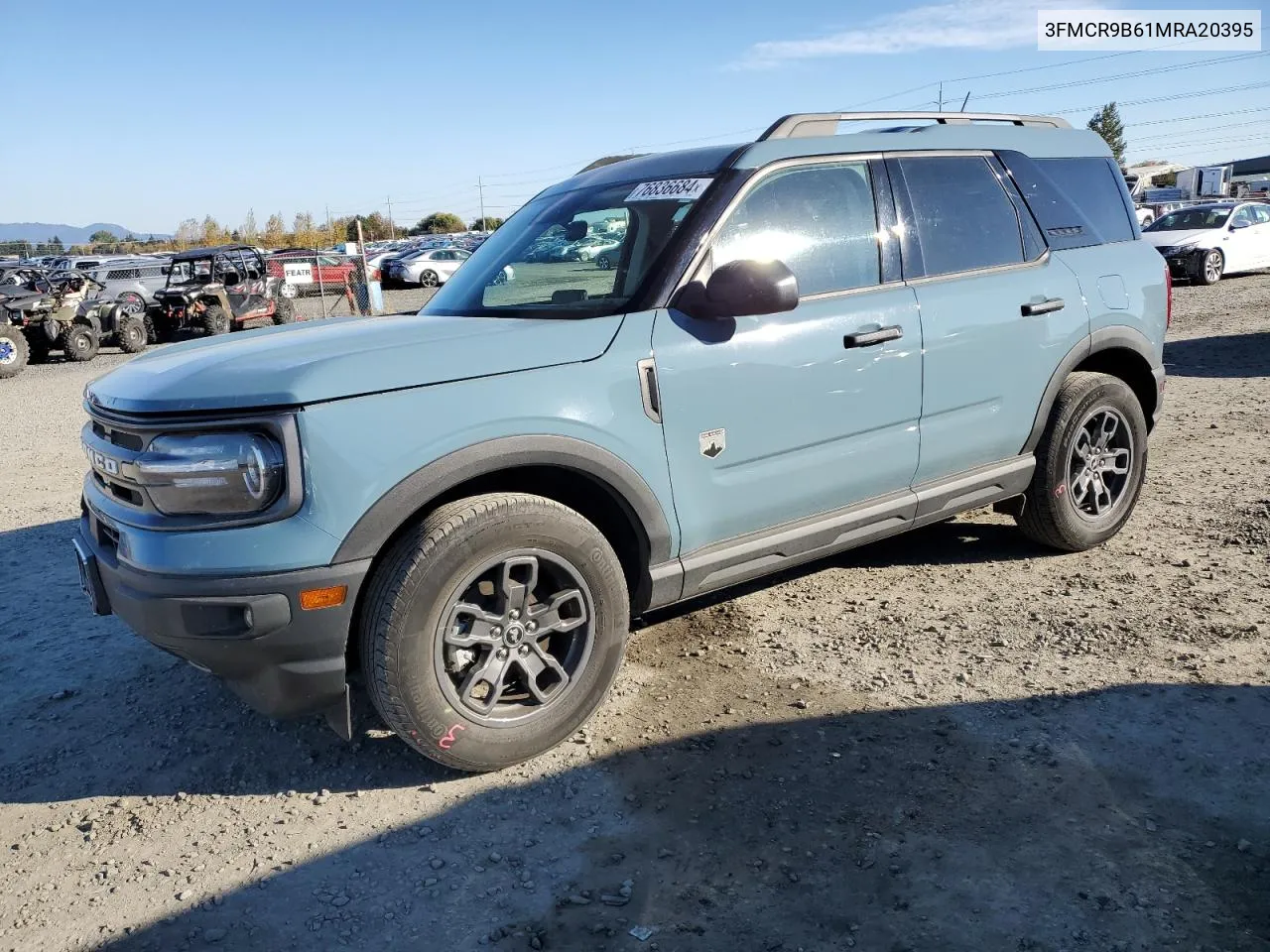 2021 Ford Bronco Sport Big Bend VIN: 3FMCR9B61MRA20395 Lot: 76836684