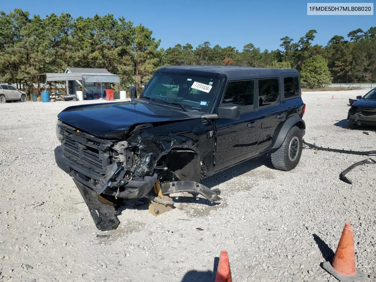 2021 Ford Bronco Base VIN: 1FMDE5DH7MLB08020 Lot: 77231434