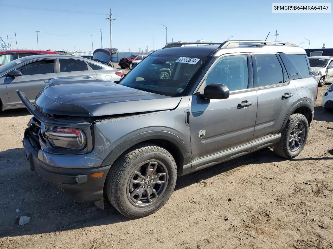 2021 Ford Bronco Sport Big Bend VIN: 3FMCR9B64MRA64147 Lot: 77369674