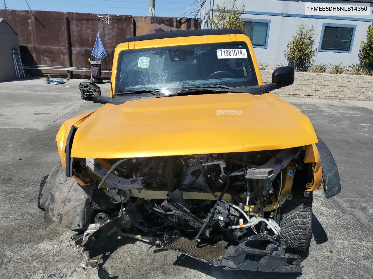 2022 Ford Bronco Base VIN: 1FMEE5DH6NLB14350 Lot: 71981014