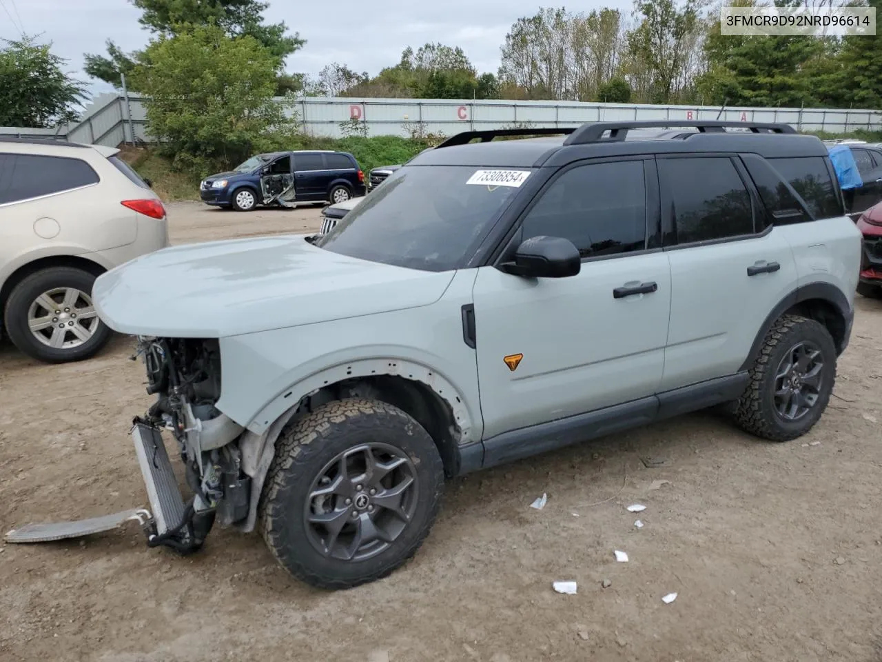 2022 Ford Bronco Sport Badlands VIN: 3FMCR9D92NRD96614 Lot: 73306854