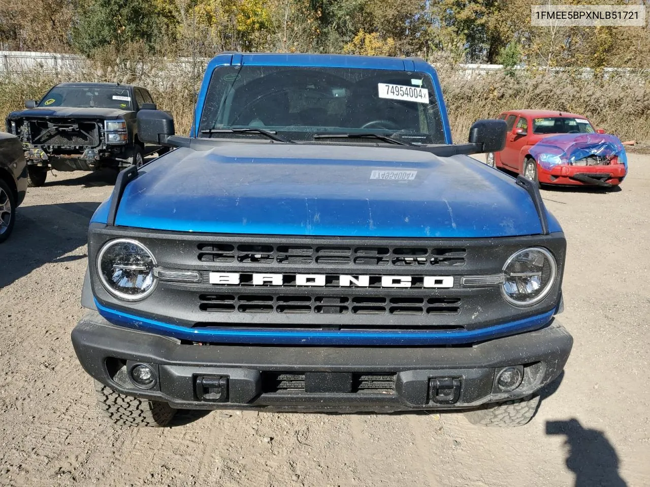 2022 Ford Bronco Base VIN: 1FMEE5BPXNLB51721 Lot: 74954004