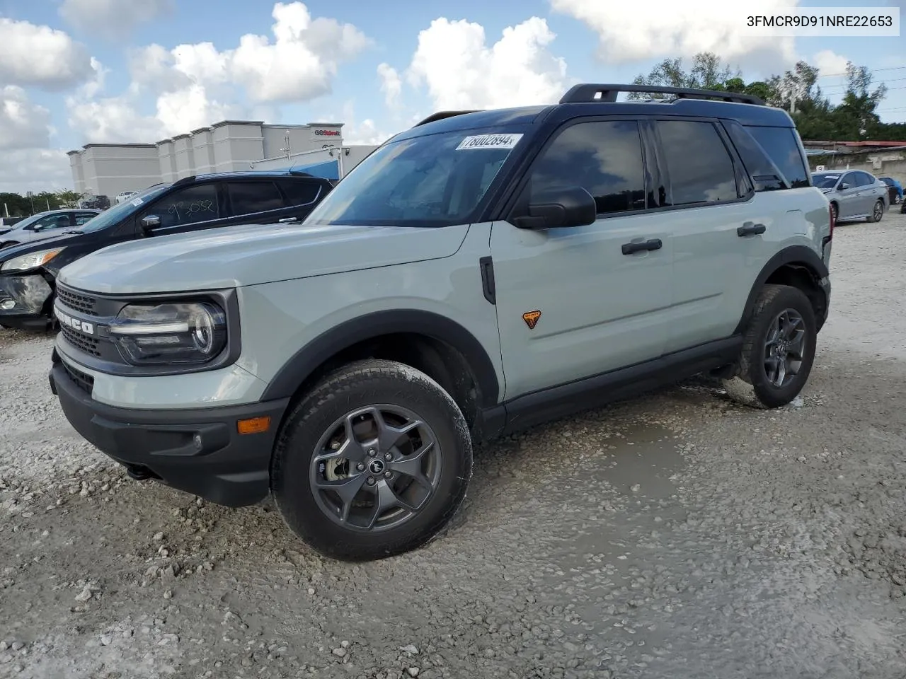 2022 Ford Bronco Sport Badlands VIN: 3FMCR9D91NRE22653 Lot: 78002894