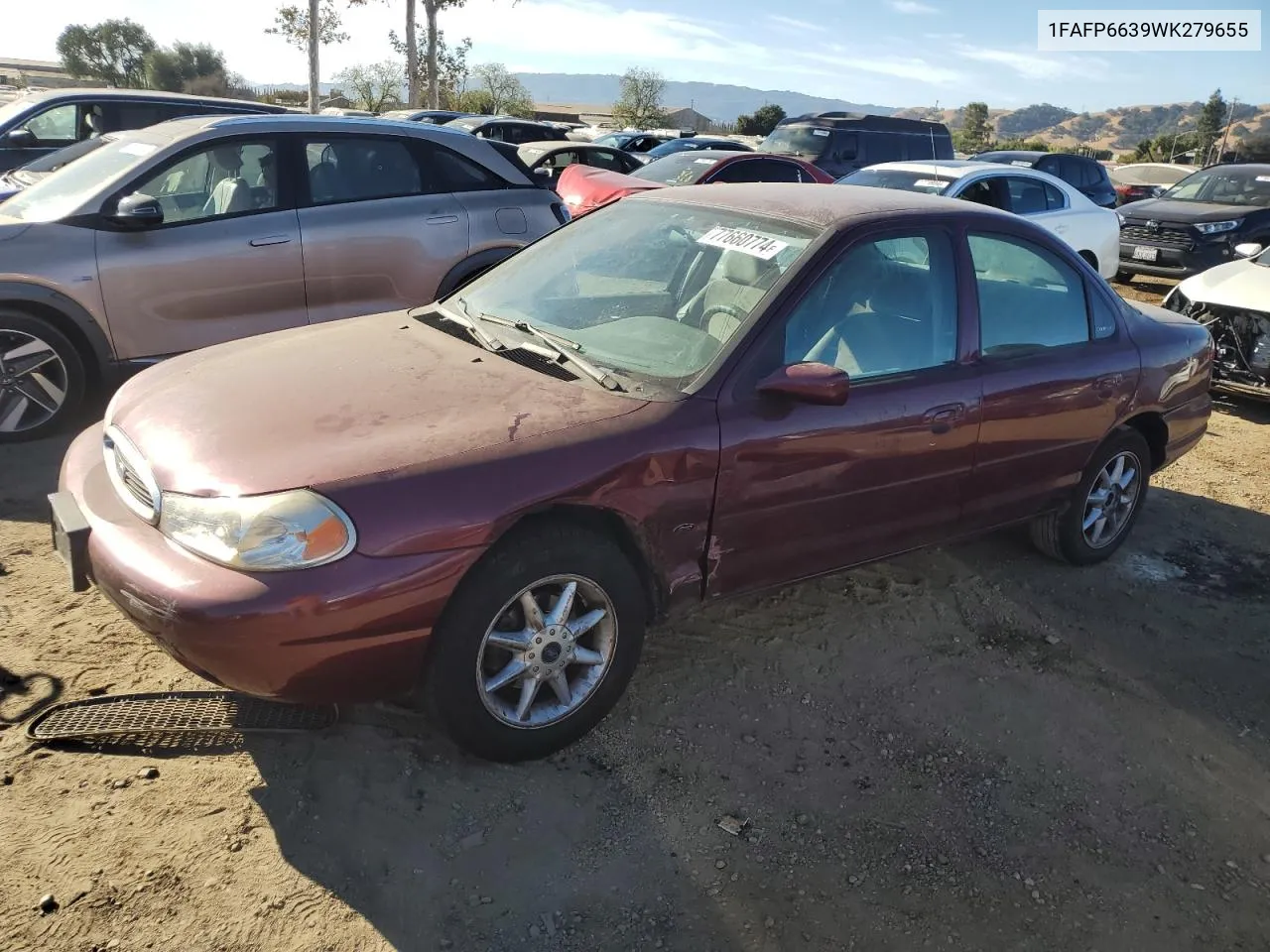 1998 Ford Contour Lx VIN: 1FAFP6639WK279655 Lot: 77660774