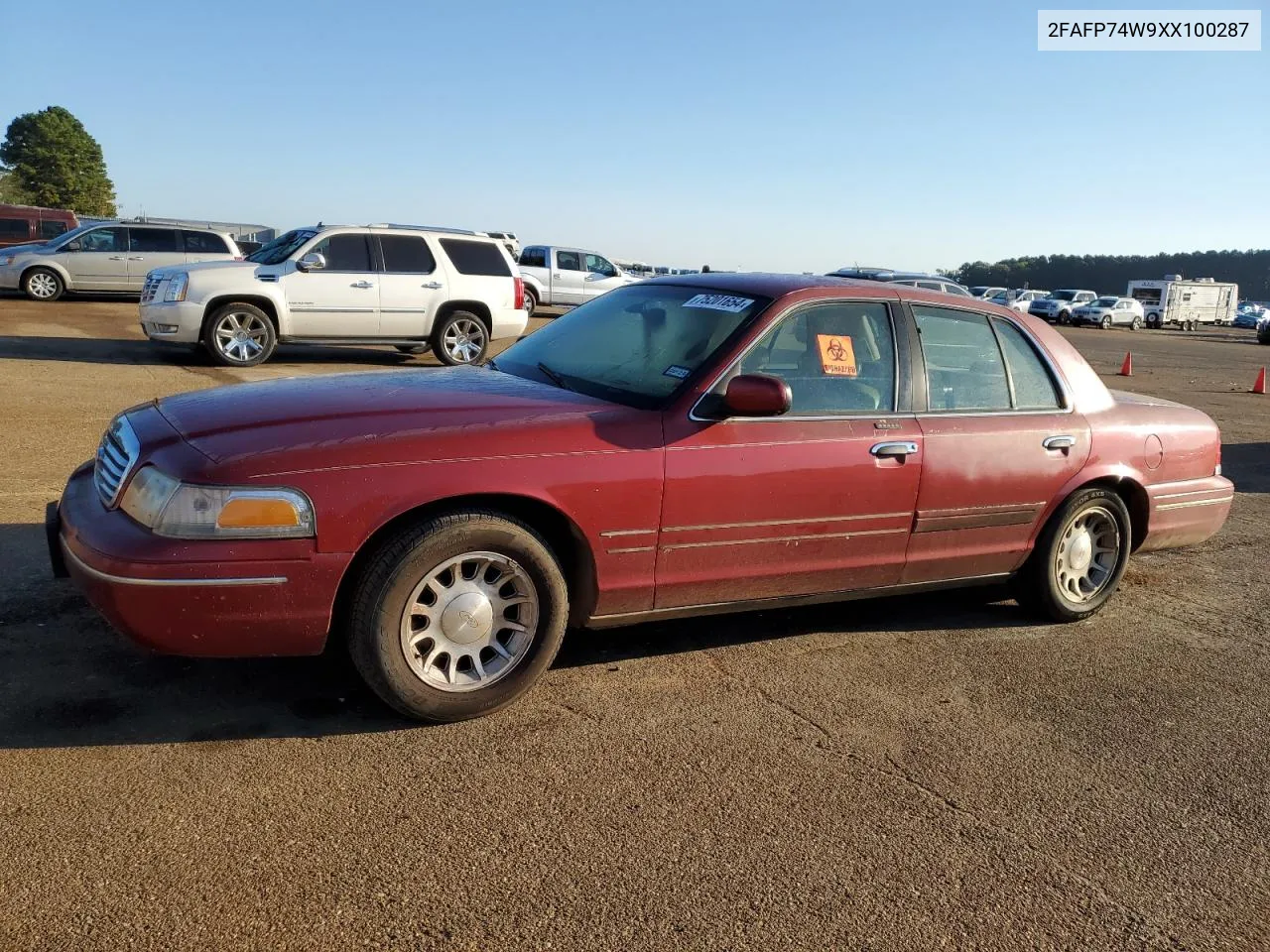 1999 Ford Crown Victoria Lx VIN: 2FAFP74W9XX100287 Lot: 75201654