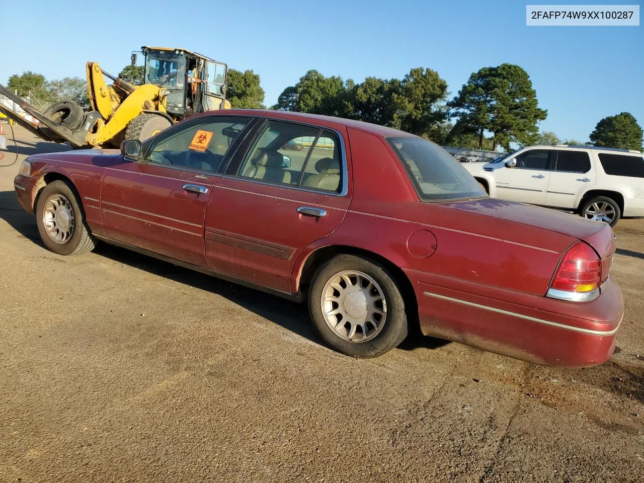 1999 Ford Crown Victoria Lx VIN: 2FAFP74W9XX100287 Lot: 75201654