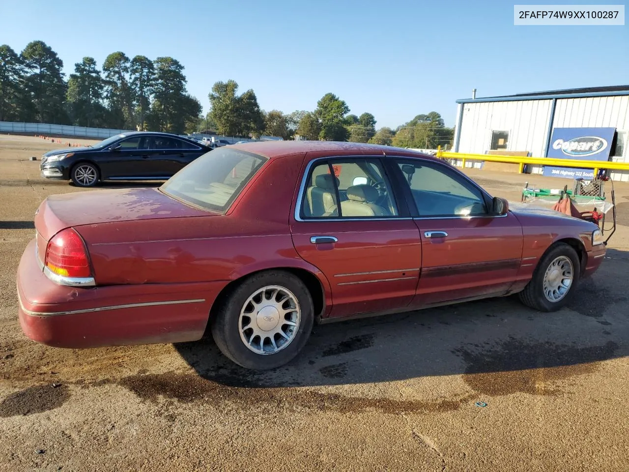 1999 Ford Crown Victoria Lx VIN: 2FAFP74W9XX100287 Lot: 75201654