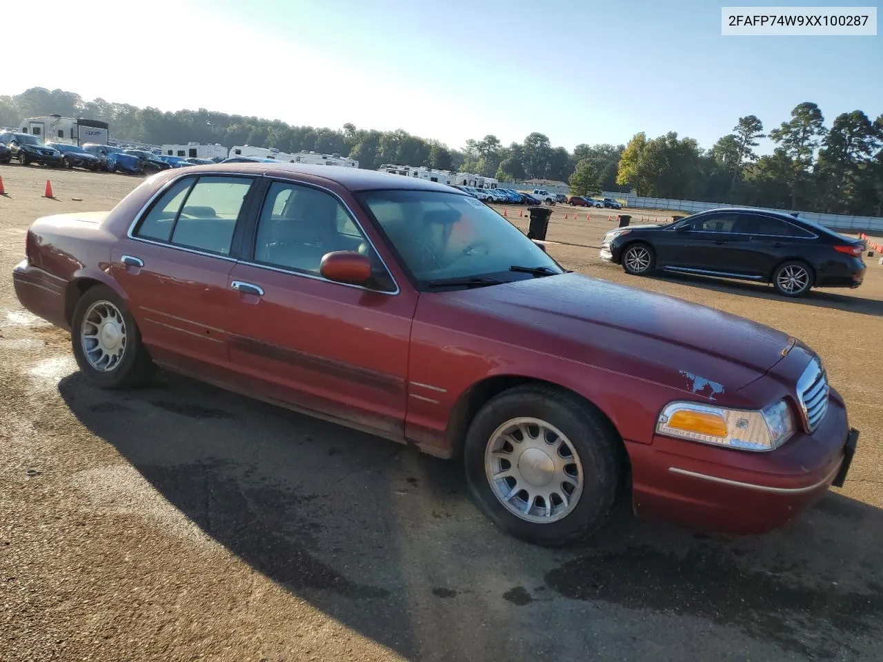 1999 Ford Crown Victoria Lx VIN: 2FAFP74W9XX100287 Lot: 75201654