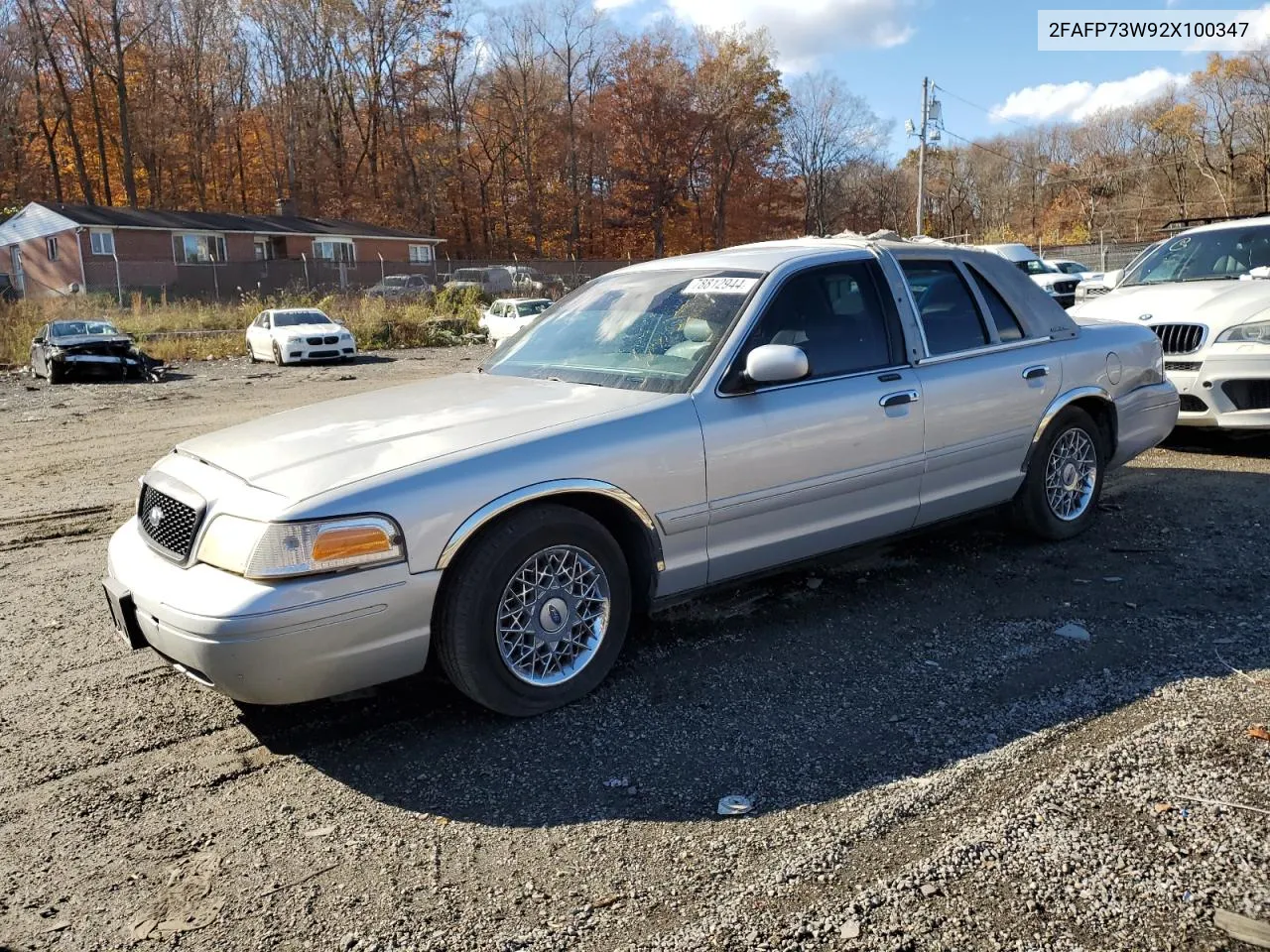 2002 Ford Crown Victoria VIN: 2FAFP73W92X100347 Lot: 78812944