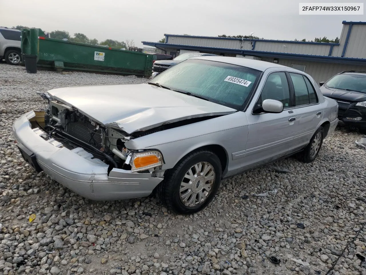 2003 Ford Crown Victoria Lx VIN: 2FAFP74W33X150967 Lot: 69325474