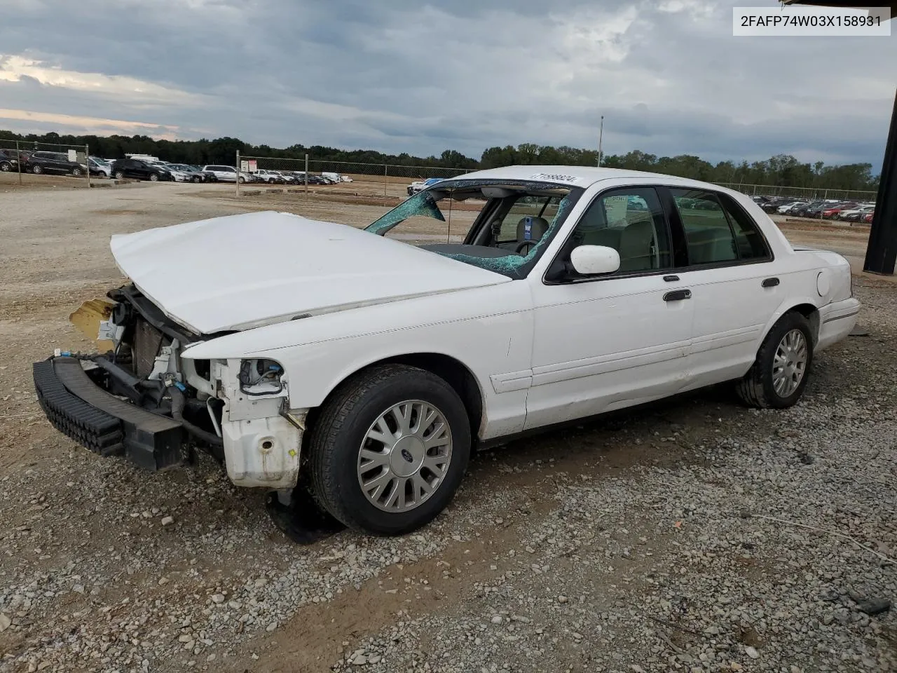 2003 Ford Crown Victoria Lx VIN: 2FAFP74W03X158931 Lot: 71588824