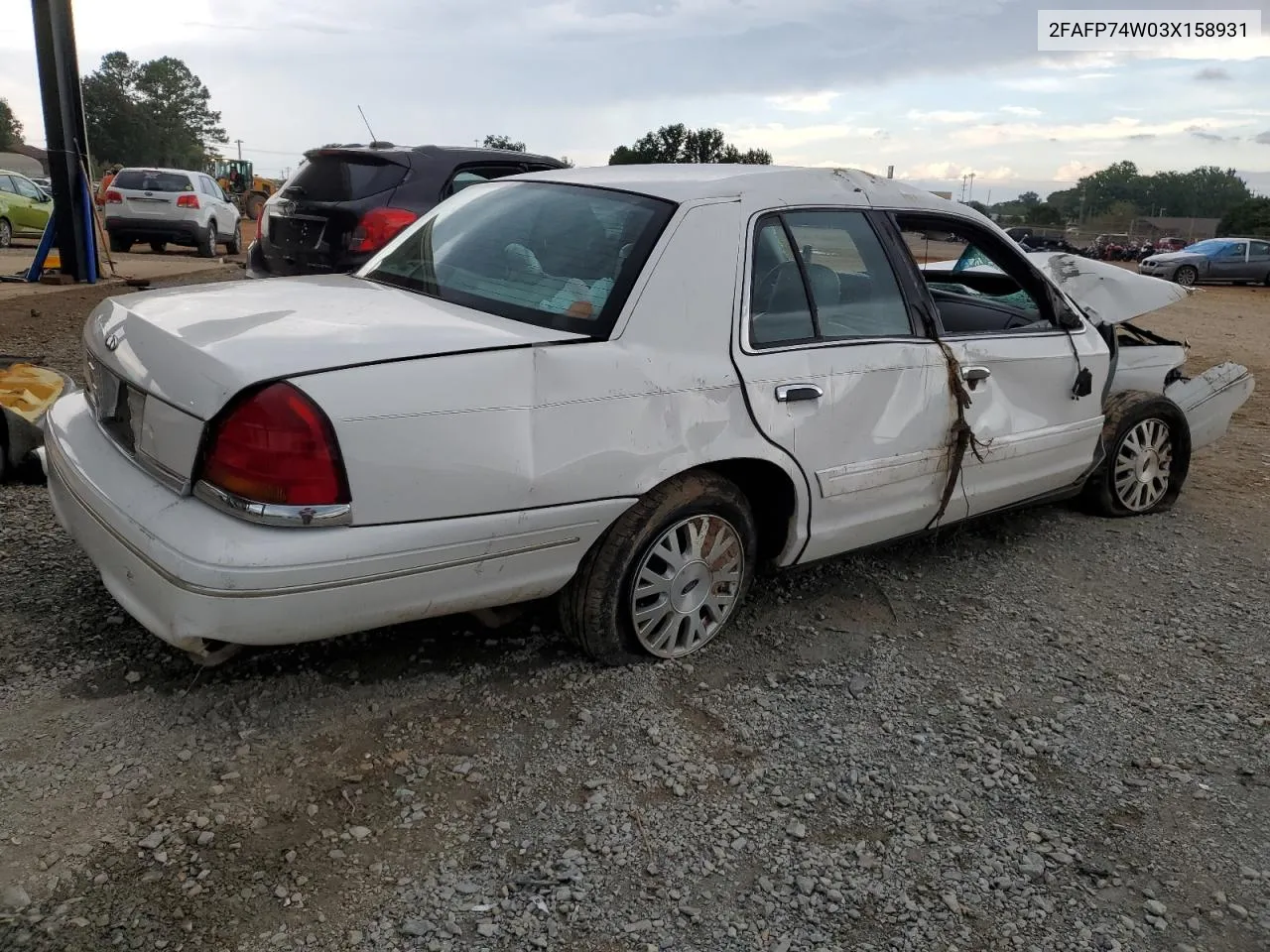 2003 Ford Crown Victoria Lx VIN: 2FAFP74W03X158931 Lot: 71588824