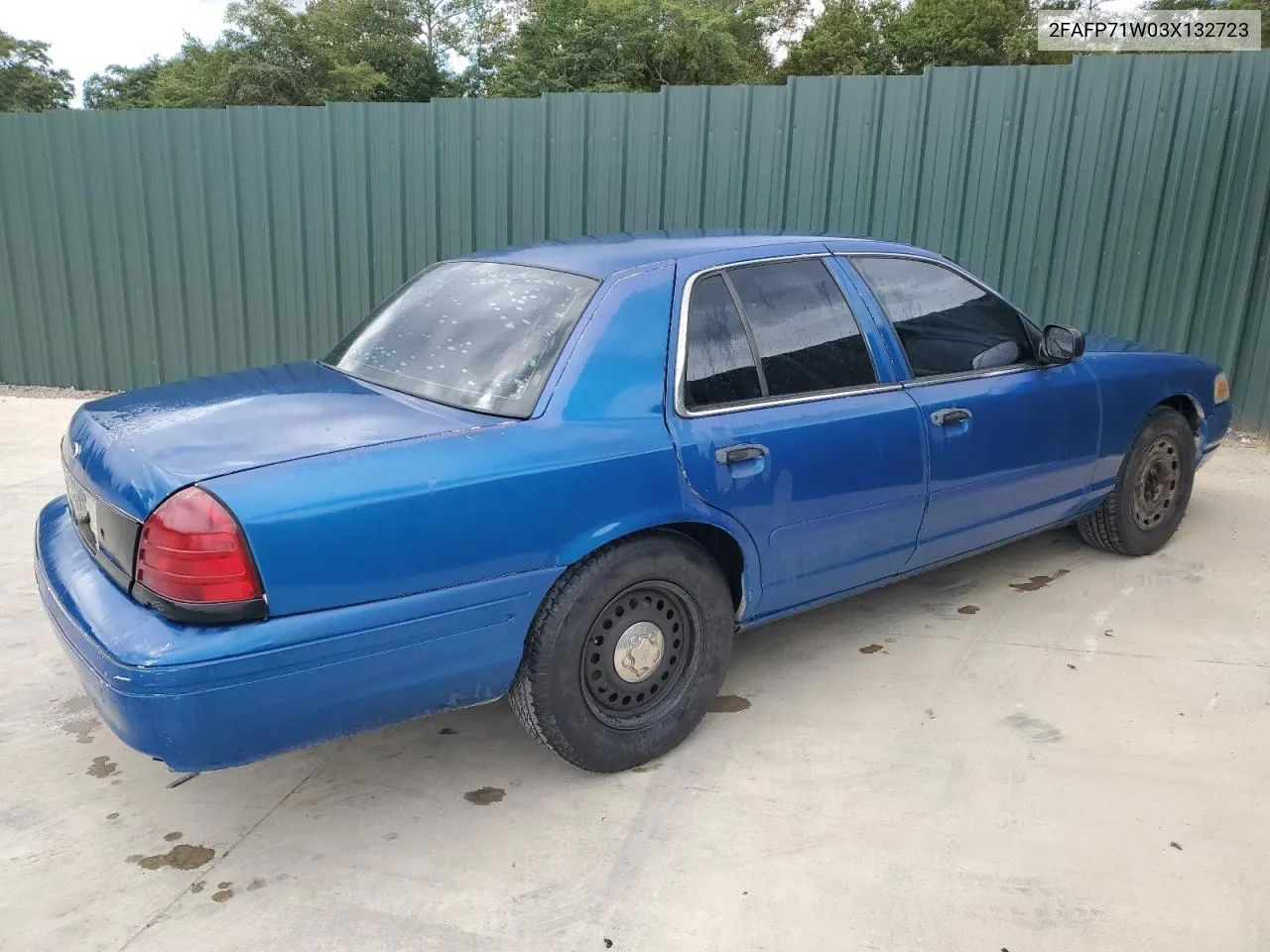 2003 Ford Crown Victoria Police Interceptor VIN: 2FAFP71W03X132723 Lot: 72908994