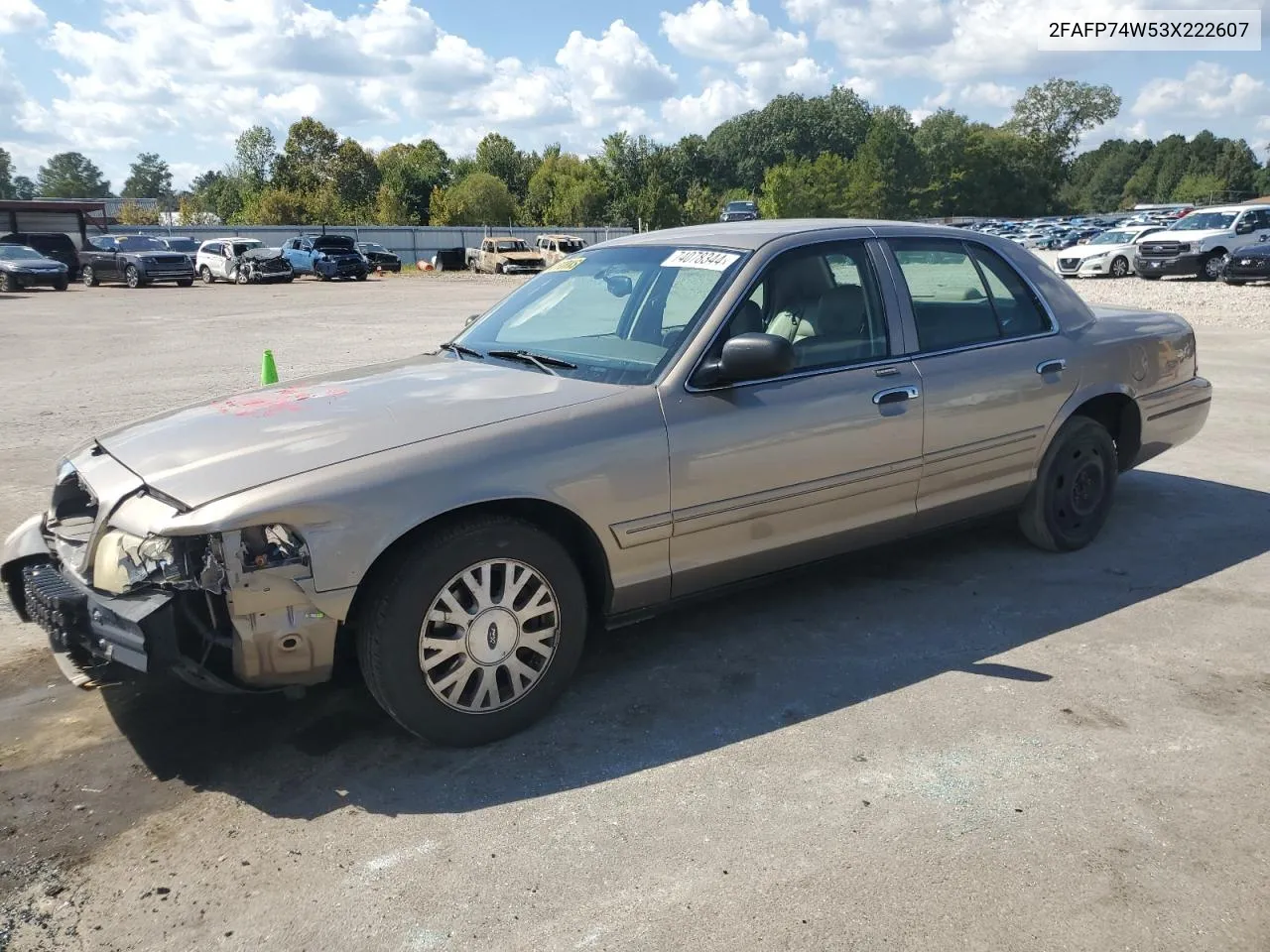 2003 Ford Crown Victoria Lx VIN: 2FAFP74W53X222607 Lot: 74078344