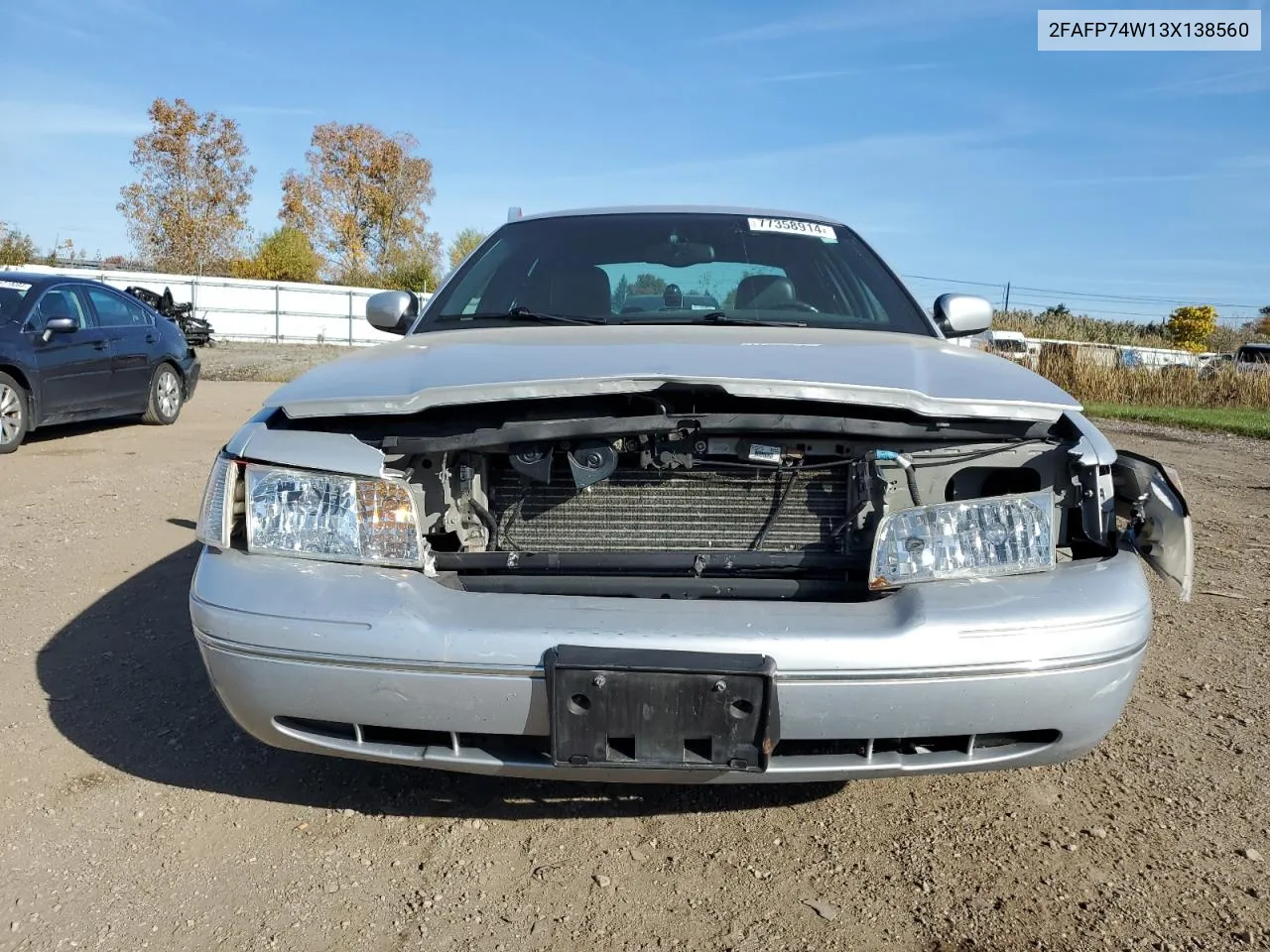 2003 Ford Crown Victoria Lx VIN: 2FAFP74W13X138560 Lot: 77358914