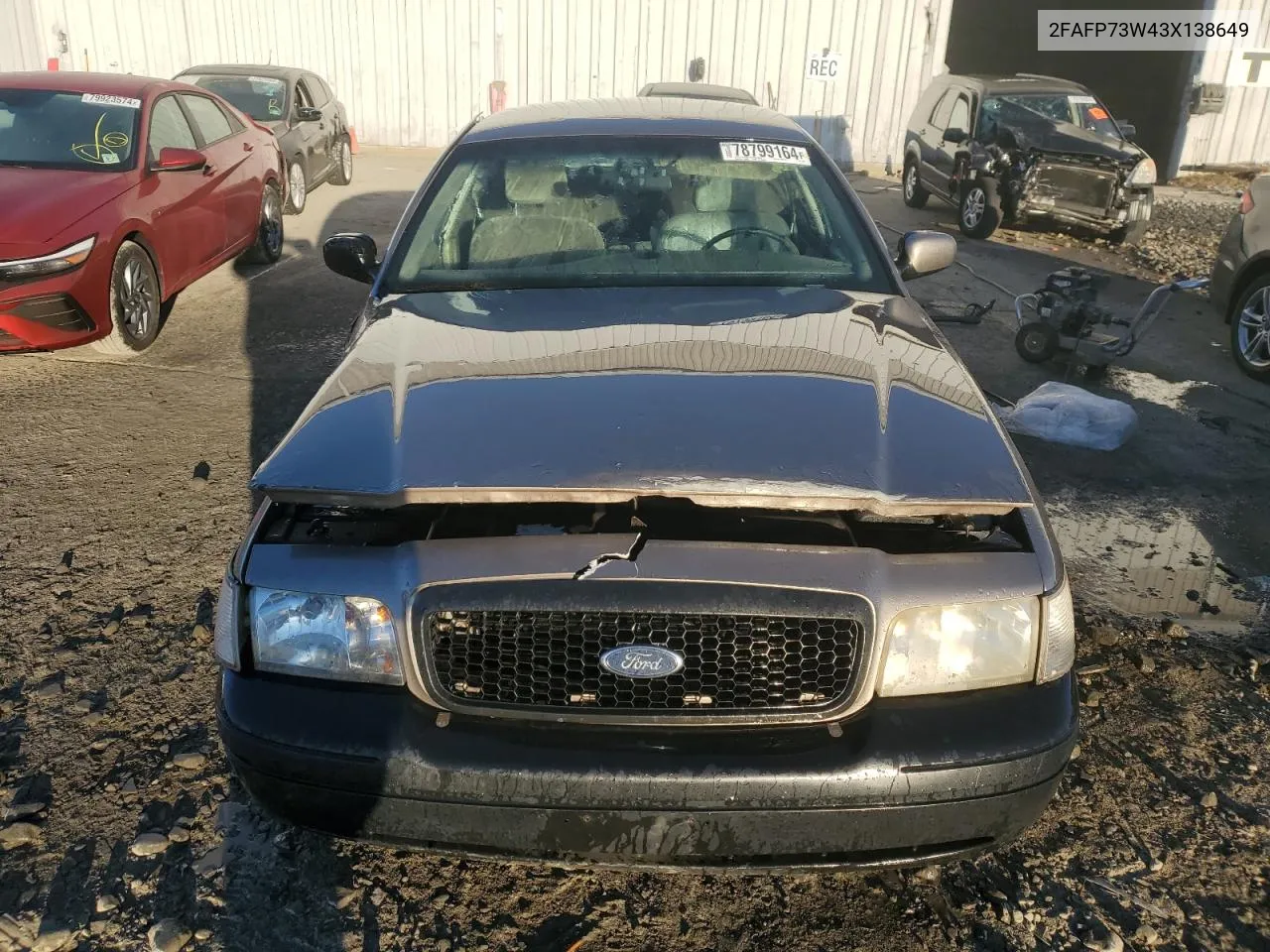 2003 Ford Crown Victoria VIN: 2FAFP73W43X138649 Lot: 78799164