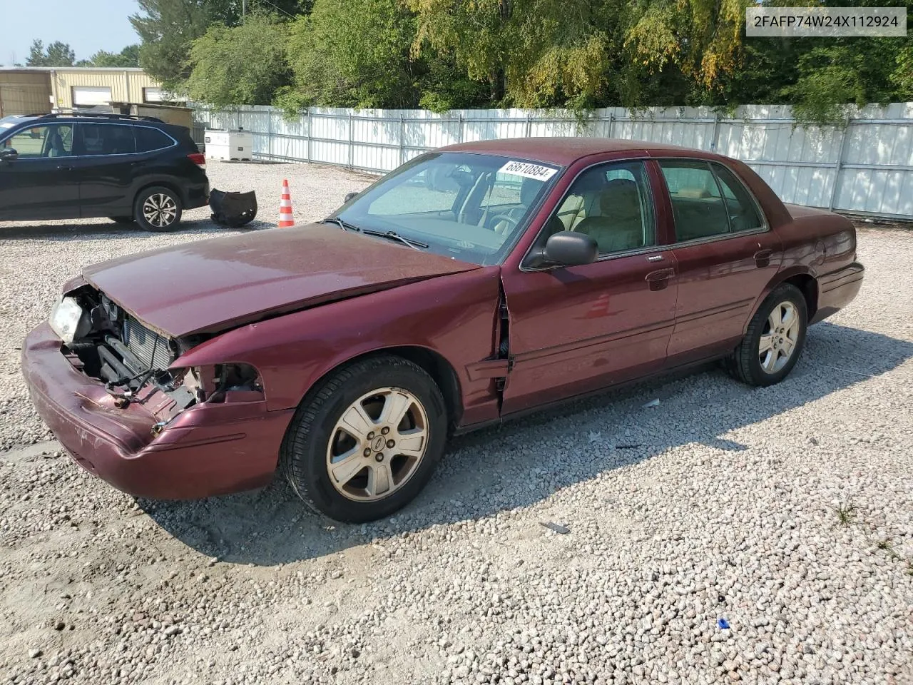 2004 Ford Crown Victoria Lx VIN: 2FAFP74W24X112924 Lot: 68610884