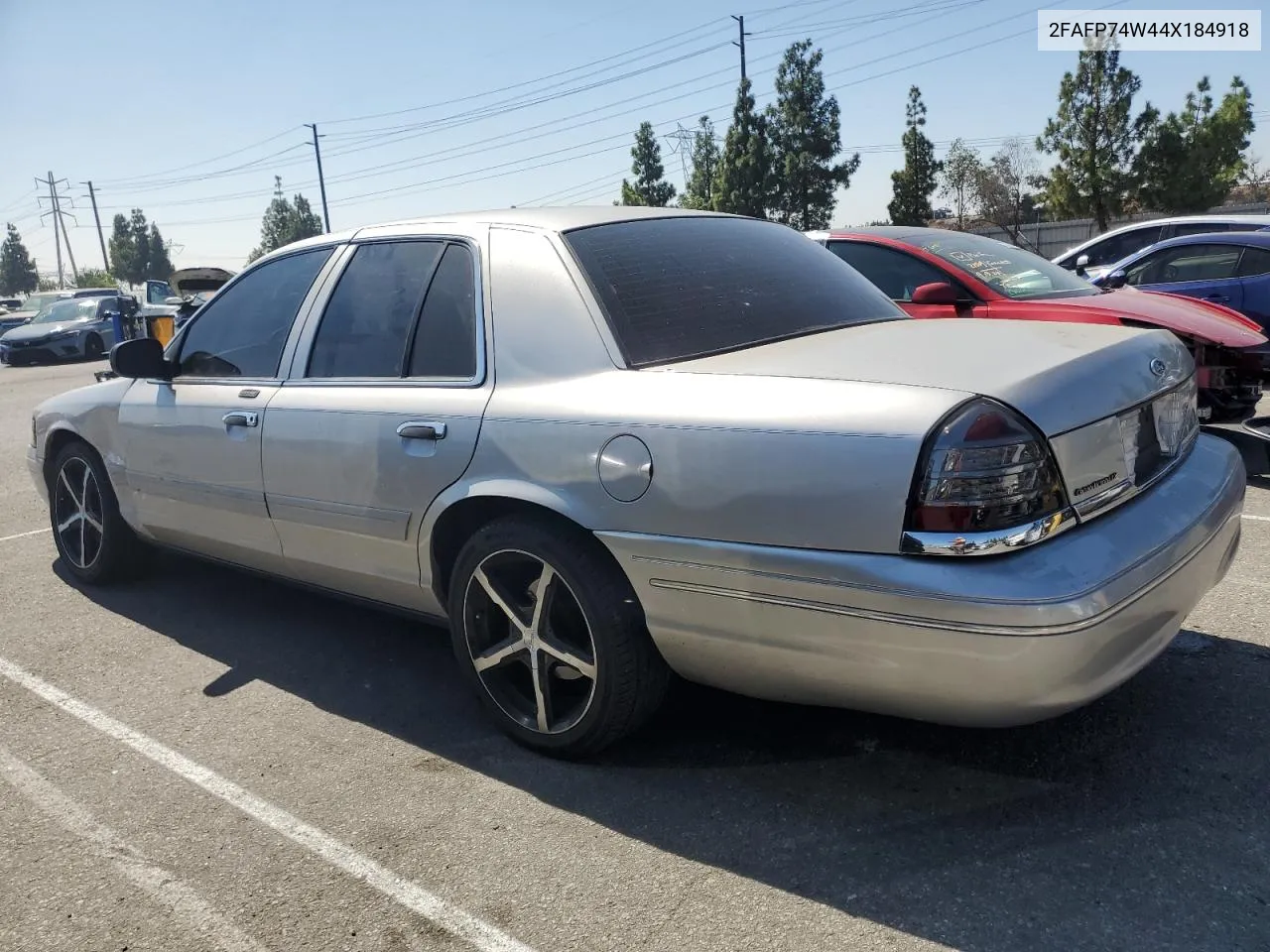 2004 Ford Crown Victoria Lx VIN: 2FAFP74W44X184918 Lot: 73346744