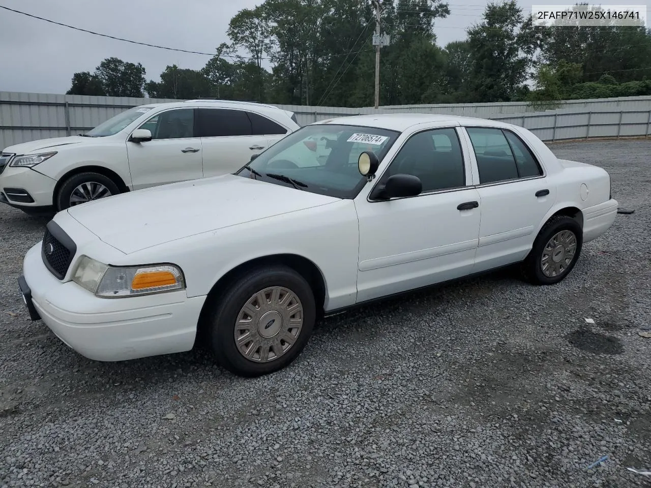 2005 Ford Crown Victoria Police Interceptor VIN: 2FAFP71W25X146741 Lot: 72706574