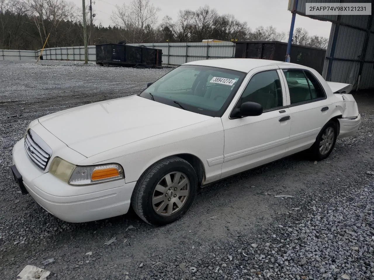 2008 Ford Crown Victoria Lx VIN: 2FAFP74V98X121231 Lot: 38941274