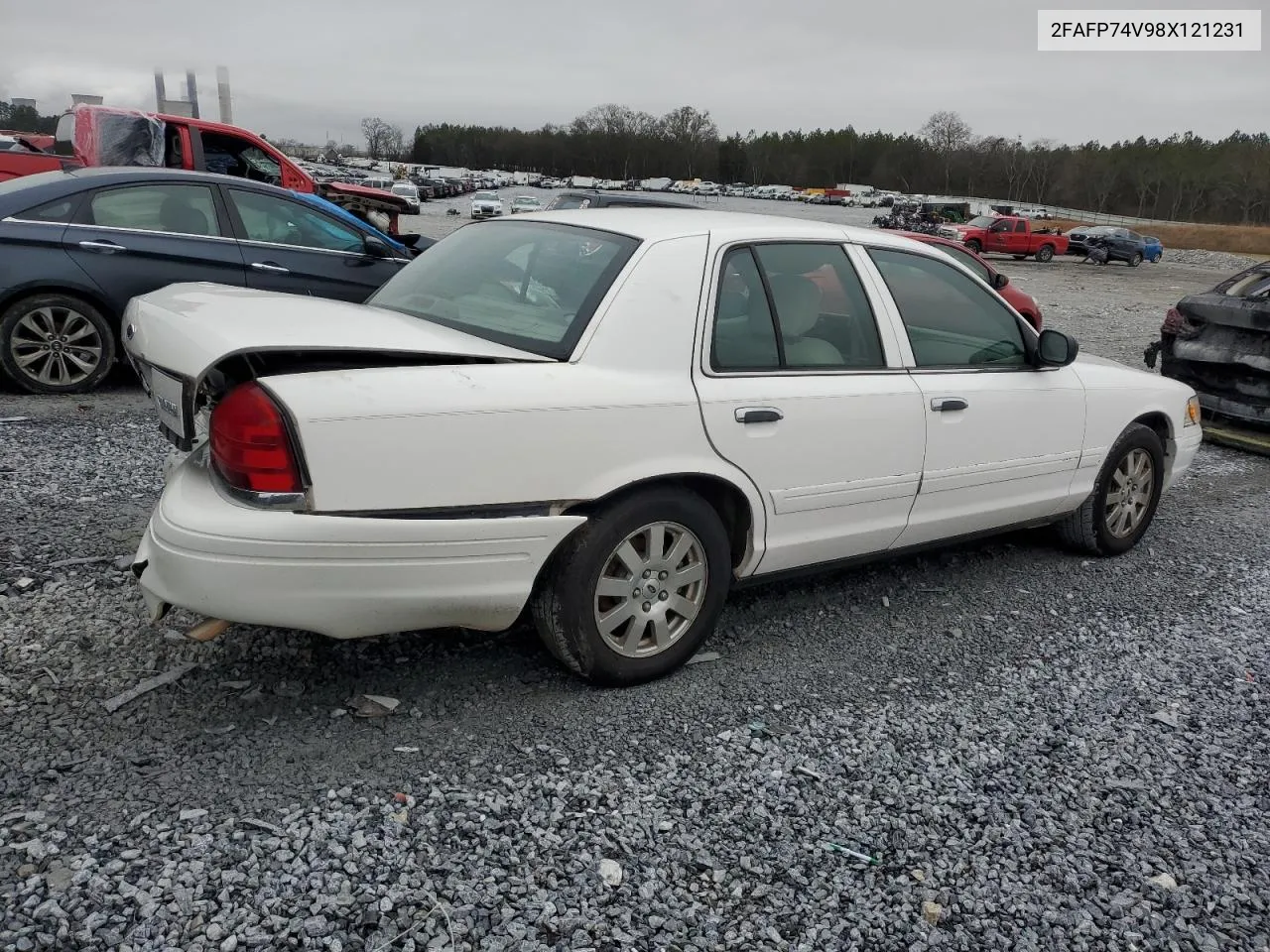 2008 Ford Crown Victoria Lx VIN: 2FAFP74V98X121231 Lot: 38941274