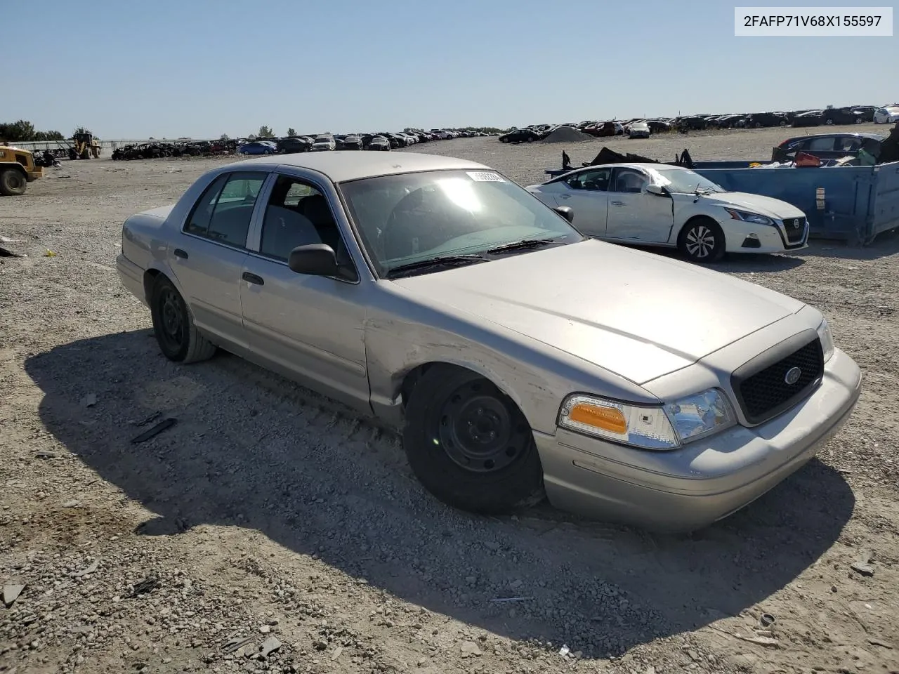 2008 Ford Crown Victoria Police Interceptor VIN: 2FAFP71V68X155597 Lot: 75592284