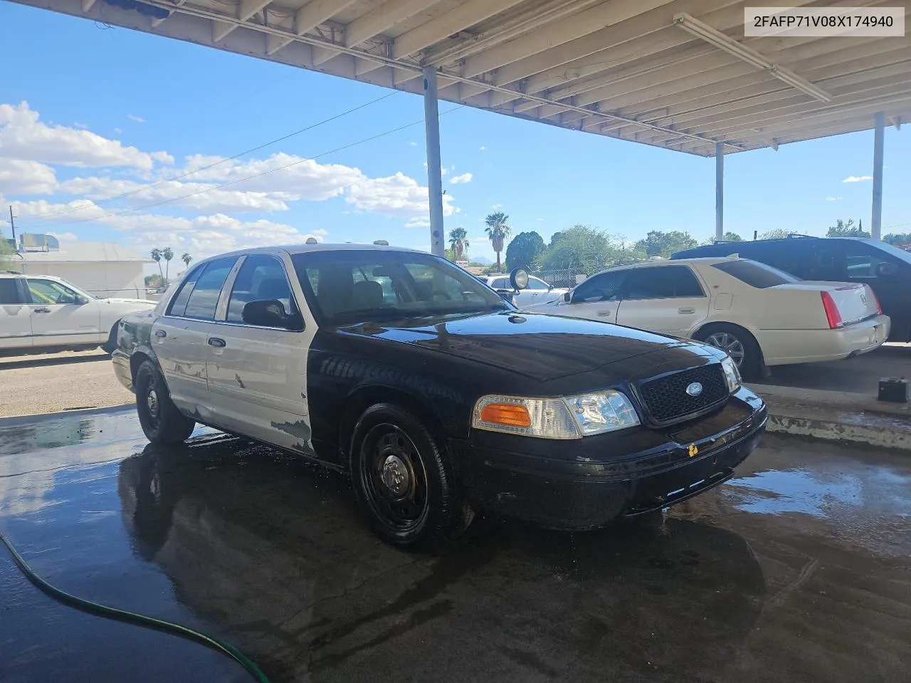 2008 Ford Crown Victoria Police Interceptor VIN: 2FAFP71V08X174940 Lot: 76964474