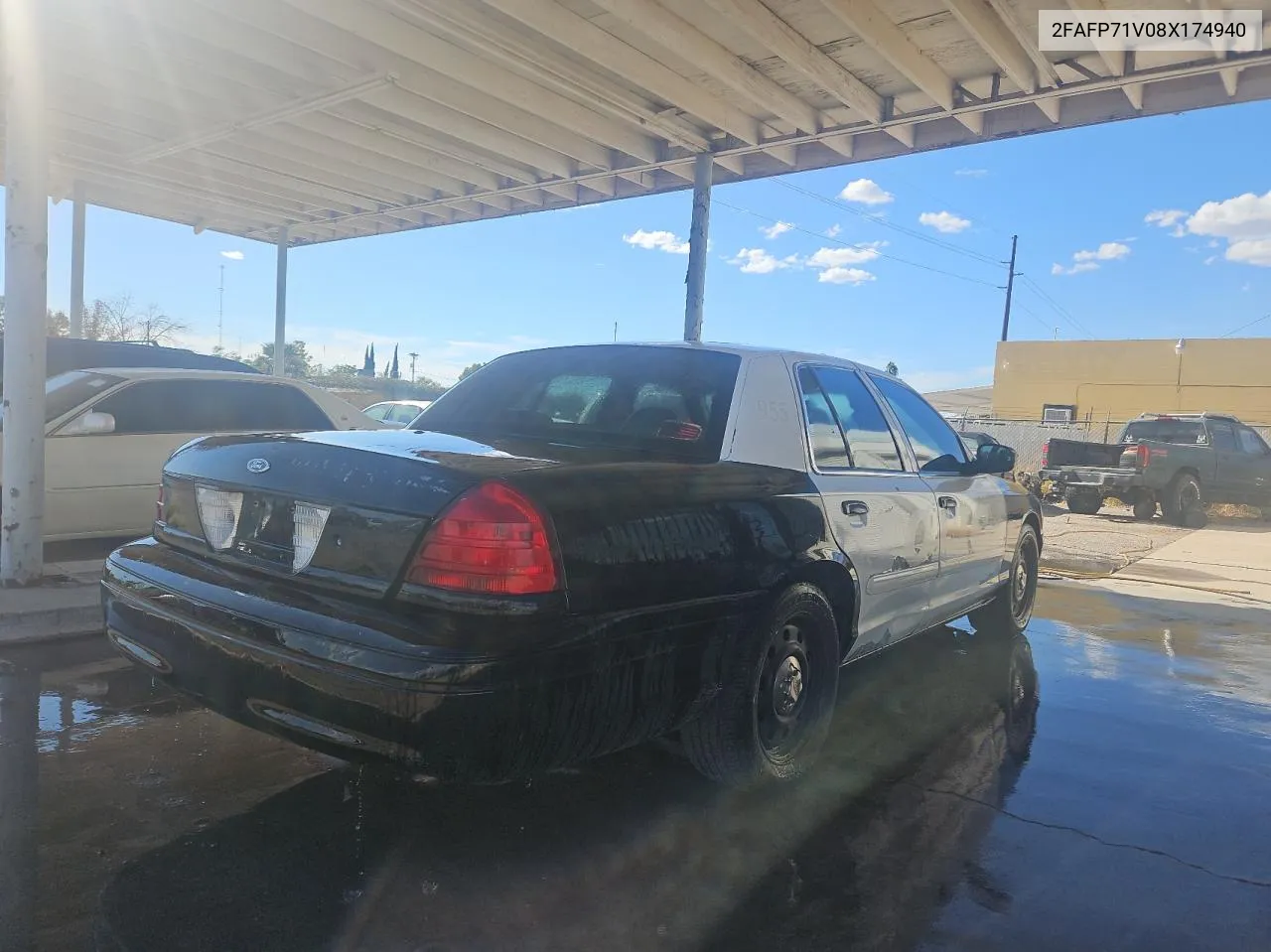 2008 Ford Crown Victoria Police Interceptor VIN: 2FAFP71V08X174940 Lot: 76964474