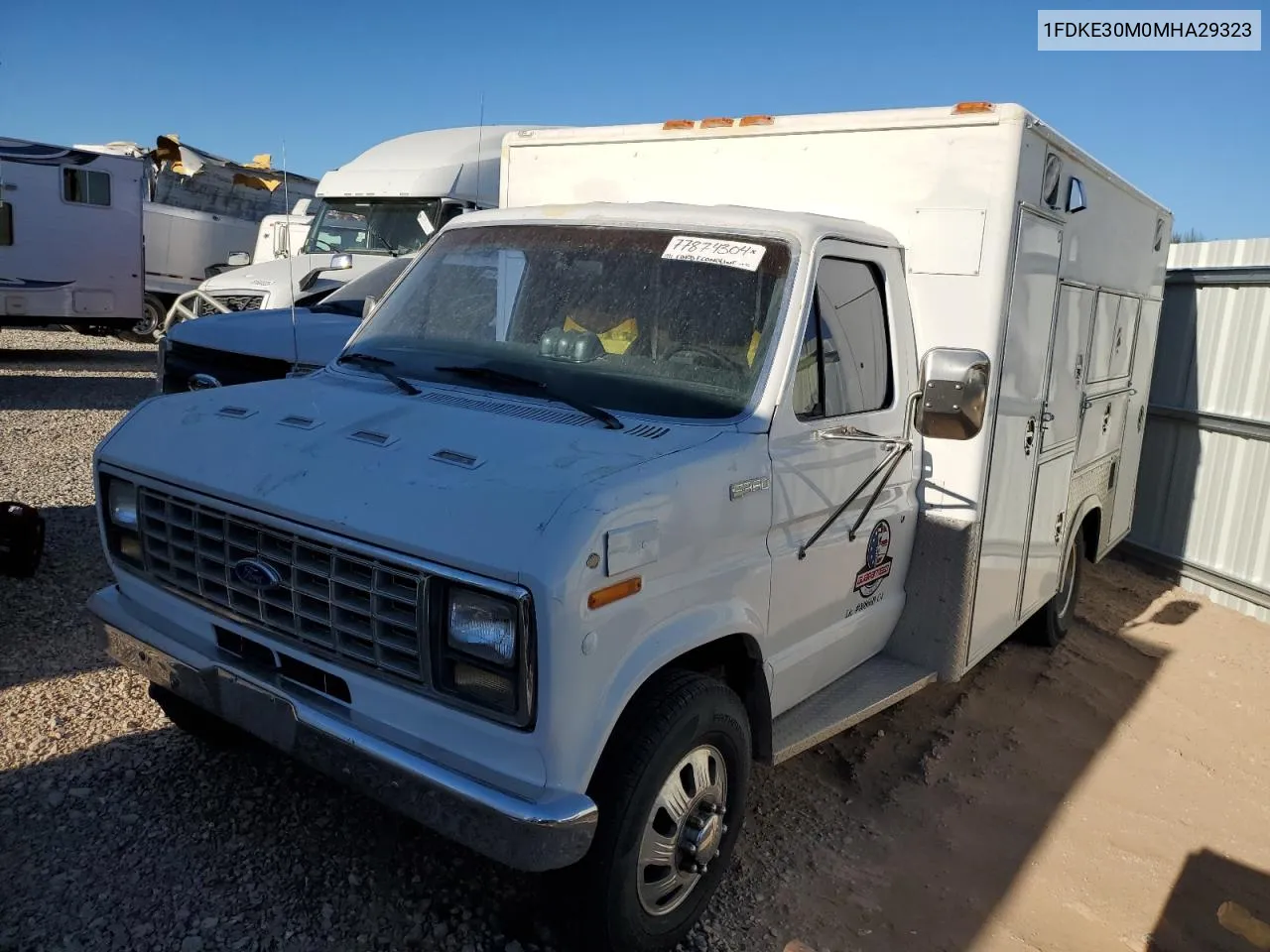 1991 Ford Econoline E350 Cutaway Van VIN: 1FDKE30M0MHA29323 Lot: 77874304