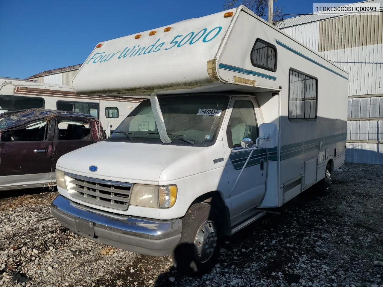 1995 Ford Econoline E350 Cutaway Van VIN: 1FDKE30G3SHC00993 Lot: 79472434