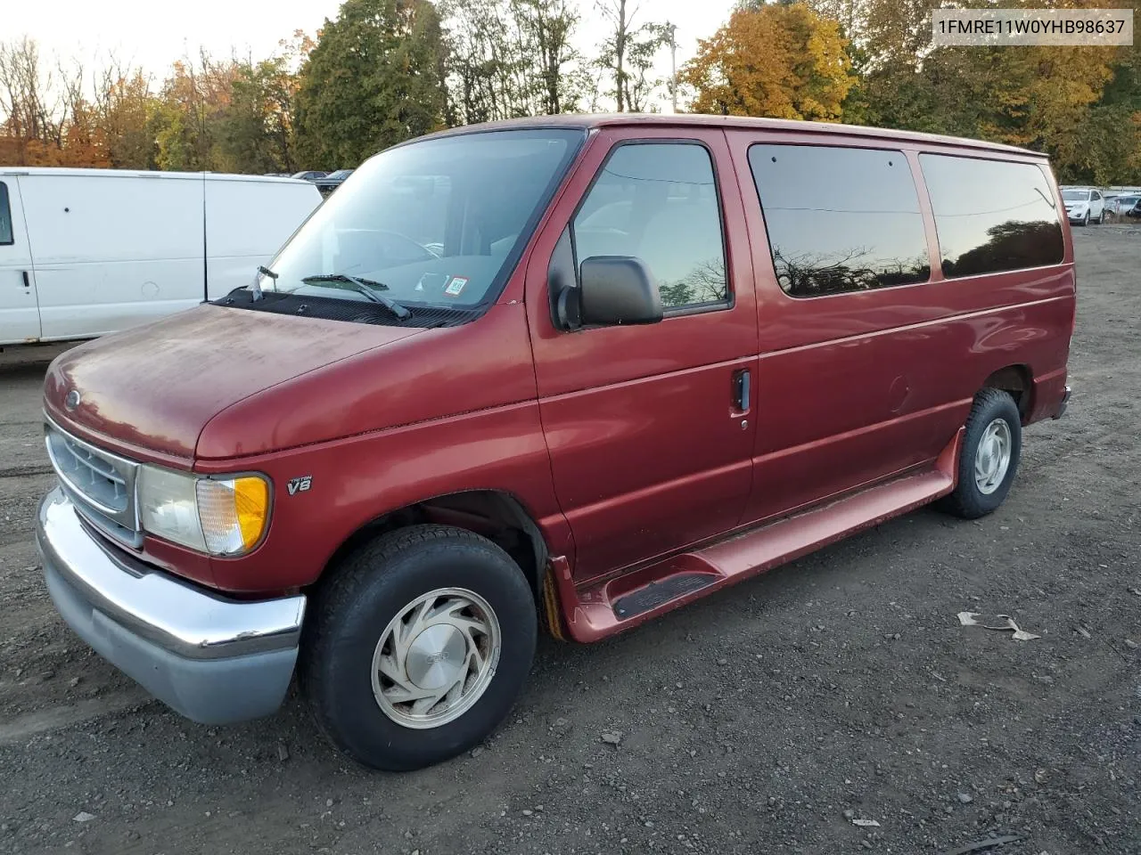 2000 Ford Econoline E150 Wagon VIN: 1FMRE11W0YHB98637 Lot: 76061284