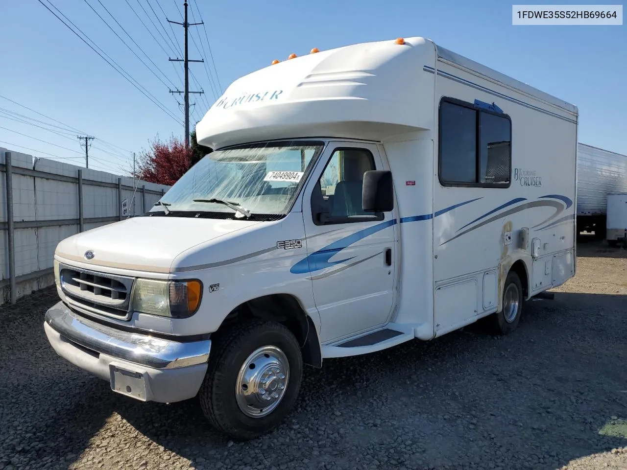 2002 Ford Econoline E350 Super Duty Cutaway Van VIN: 1FDWE35S52HB69664 Lot: 74049904