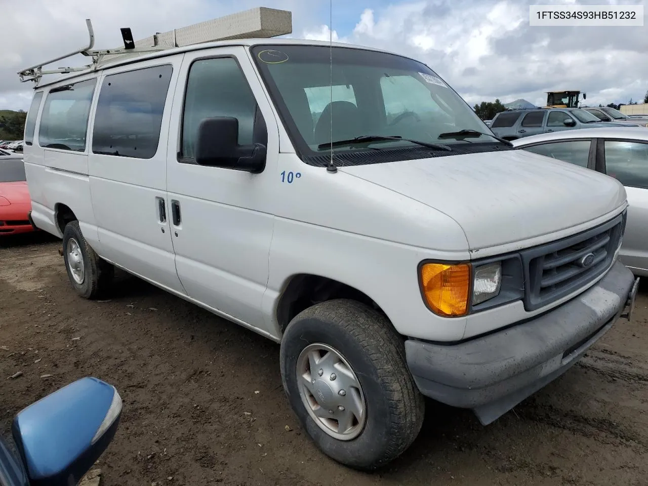 2003 Ford Econoline E350 Super Duty Van VIN: 1FTSS34S93HB51232 Lot: 45372884