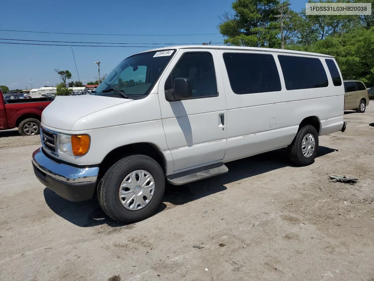 2003 Ford Econoline E350 Super Duty Wagon VIN: 1FDSS31L03HB20038 Lot: 63594194