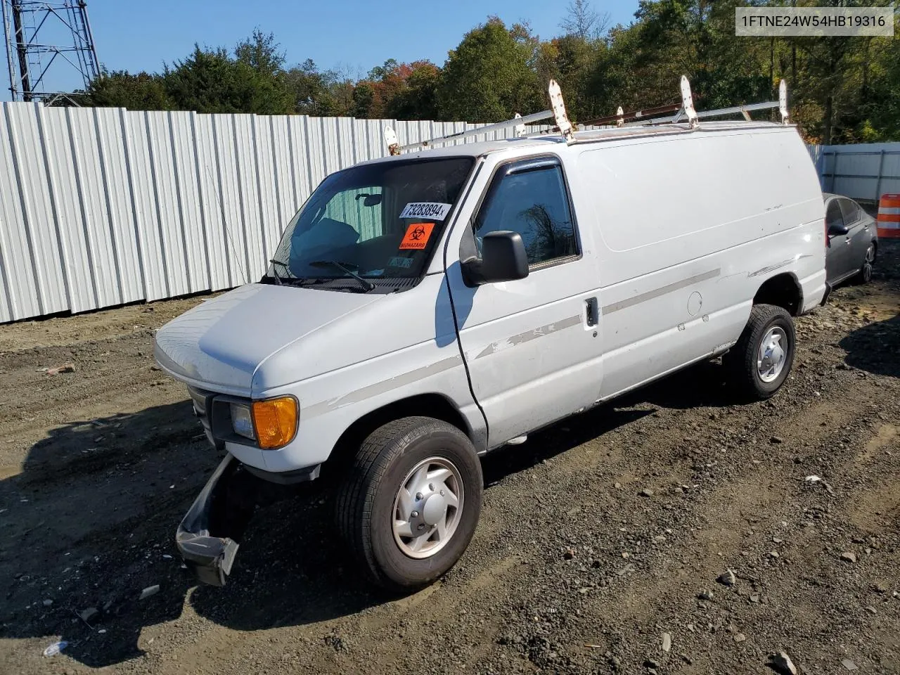 2004 Ford Econoline E250 Van VIN: 1FTNE24W54HB19316 Lot: 73283894